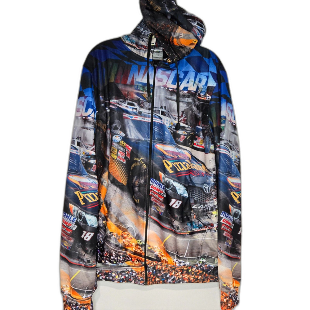 Kyle Busch 18 NASCAR All Over Print Zip Hoodie | Men's Size Medium | Multicolor